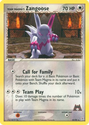 Team Magma's Zangoose 023/95 Team Magma vs Team Aqua - Rare