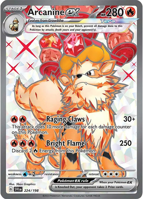 Arcanine EX - 224/198 - Ultra Rare - Scarlet & Violet - Pokemon - NM/M