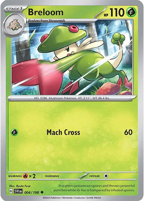 Breloom - 004/198 - Reverse Holo Uncommon - Scarlet & Violet - Pokemon - NM/M