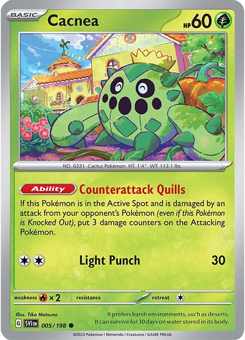 Cacnea - 005/198 - Reverse Holo Common - Scarlet & Violet - Pokemon - NM/M