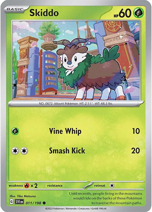 Skiddo - 011/198 - Reverse Holo Common - Scarlet & Violet - Pokemon - NM/M