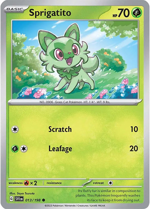 Sprigatito - 013/198 - Reverse Holo Common - Scarlet & Violet - Pokemon - NM/M