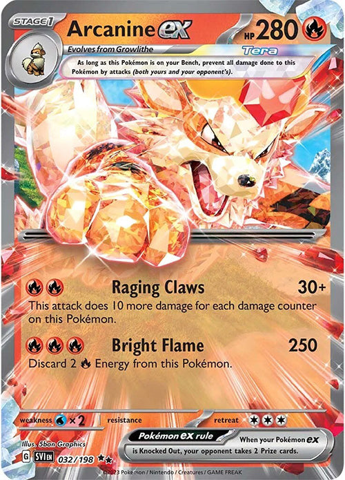 Arcanine EX - 032/198 - Double Rare (RR) - Scarlet & Violet - Pokemon - NM/M