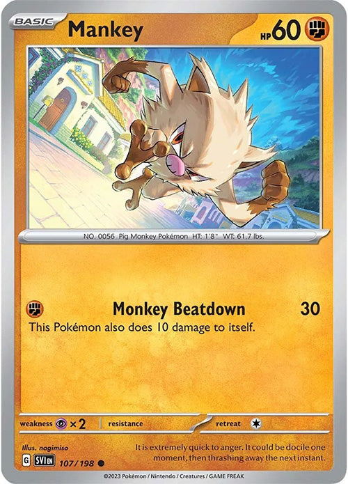 Mankey - 107/198 - Common - Scarlet & Violet - Pokemon - NM/M