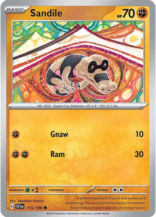 Sandile - 115/198 - Reverse Holo Common - Scarlet & Violet - Pokemon - NM/M